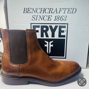 Frye Boots Mens Size 10 Chris Chelsea Brown Leather New In Box